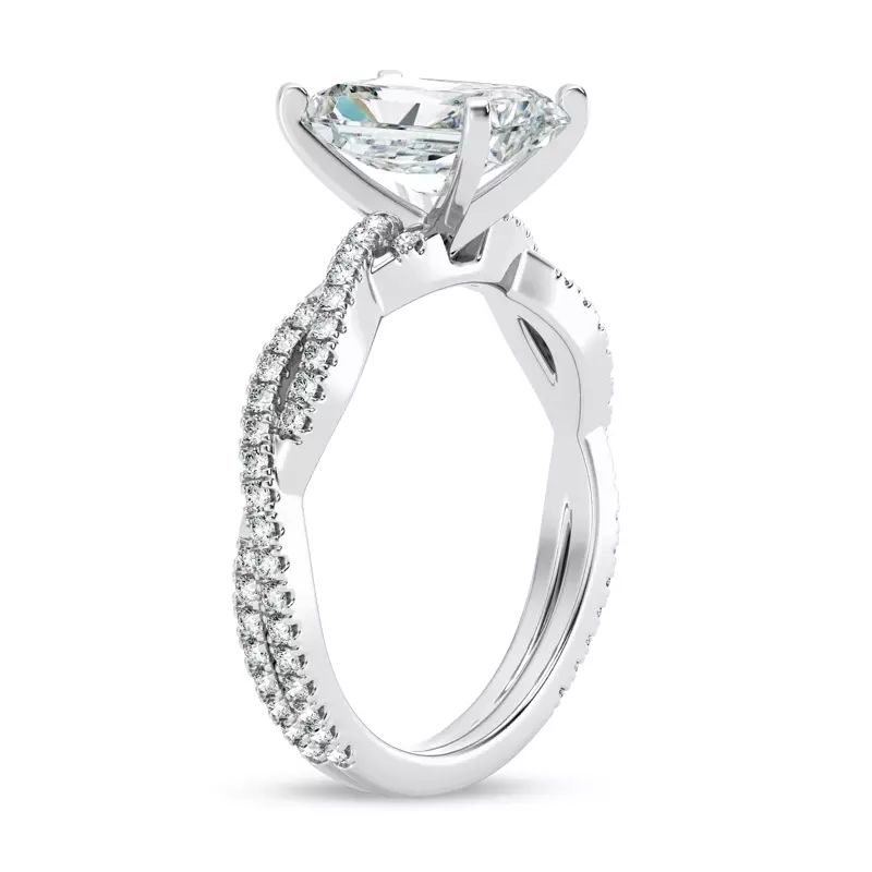 18K White Gold Signature Hearts & Arrows Pavé Spiral Engagement Ring