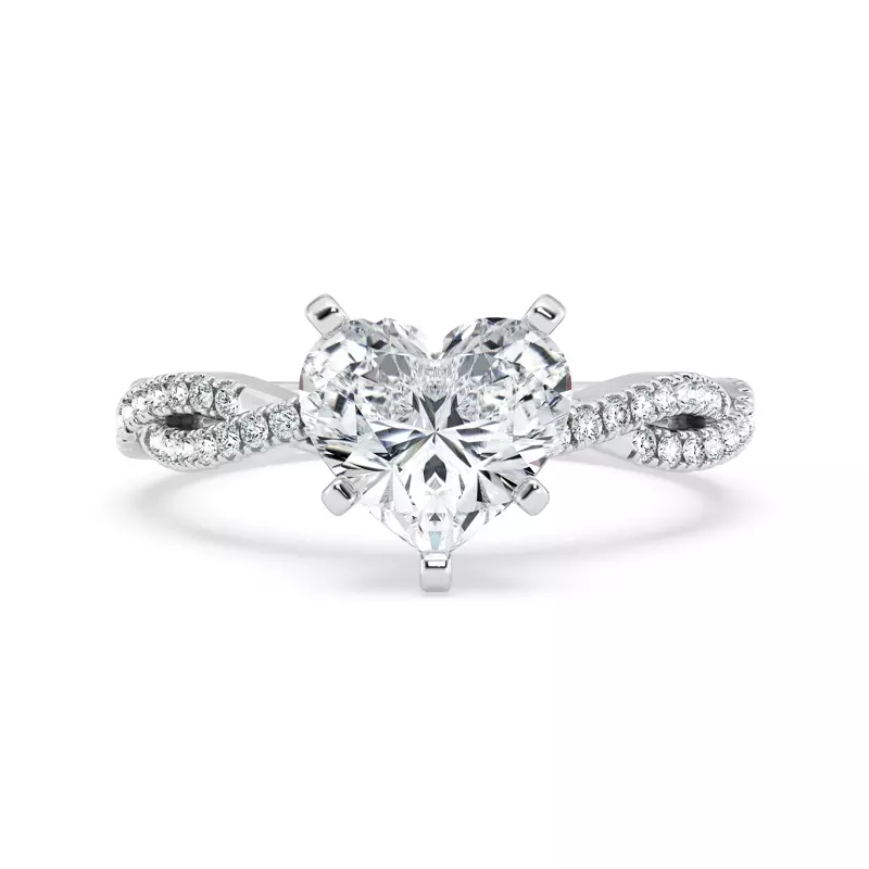 14K White Gold Signature Hearts & Arrows Pavé Spiral Engagement Ring