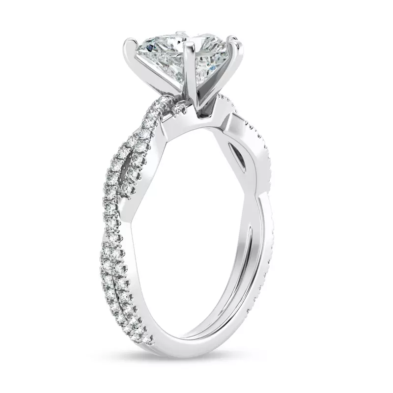 14K White Gold Signature Hearts & Arrows Pavé Spiral Engagement Ring