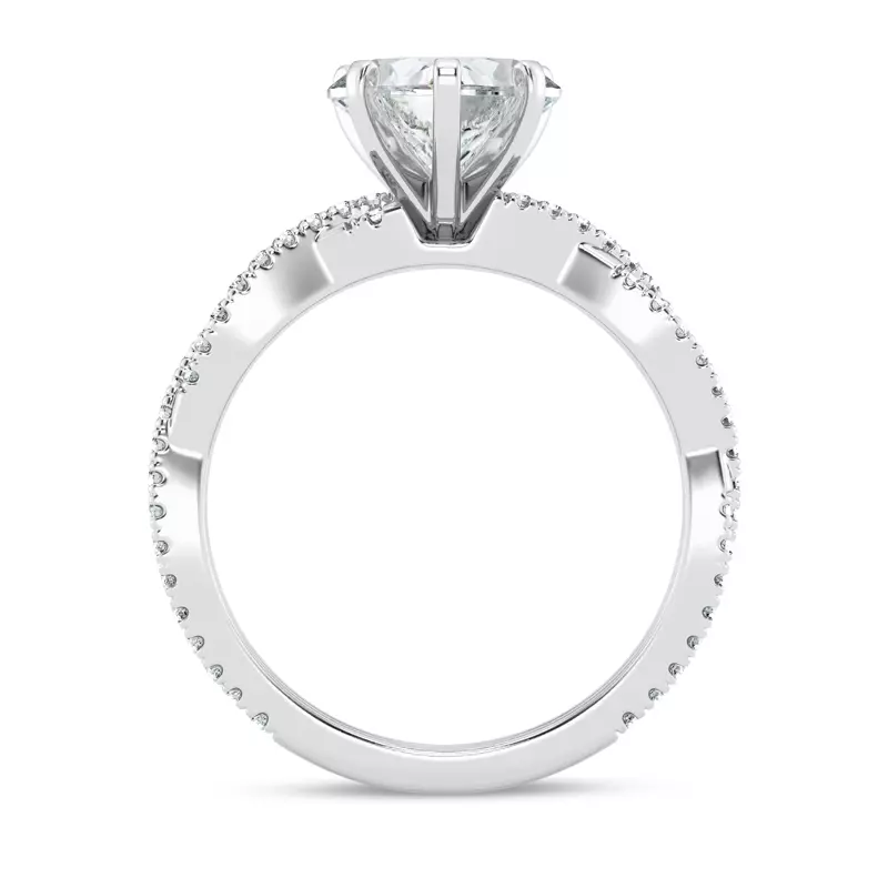 14K White Gold Signature Hearts & Arrows Pavé Spiral Engagement Ring