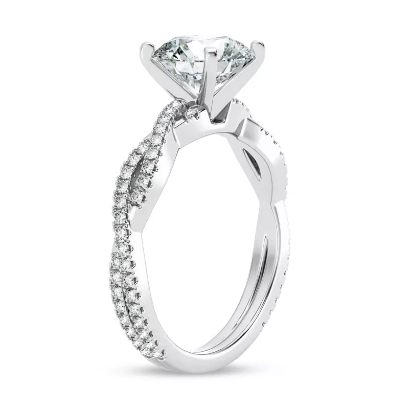 Platinum Signature Hearts & Arrows Pavé Spiral Engagement Ring