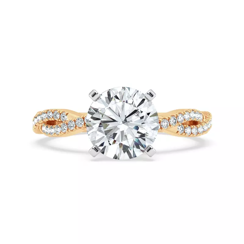 14K Yellow Gold Signature Hearts & Arrows Pavé Spiral Hidden Halo Engagement Ring