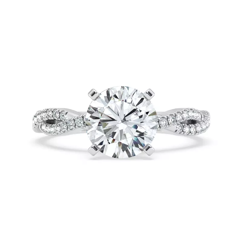 Platinum Signature Hearts & Arrows Pavé Spiral Hidden Halo Engagement Ring