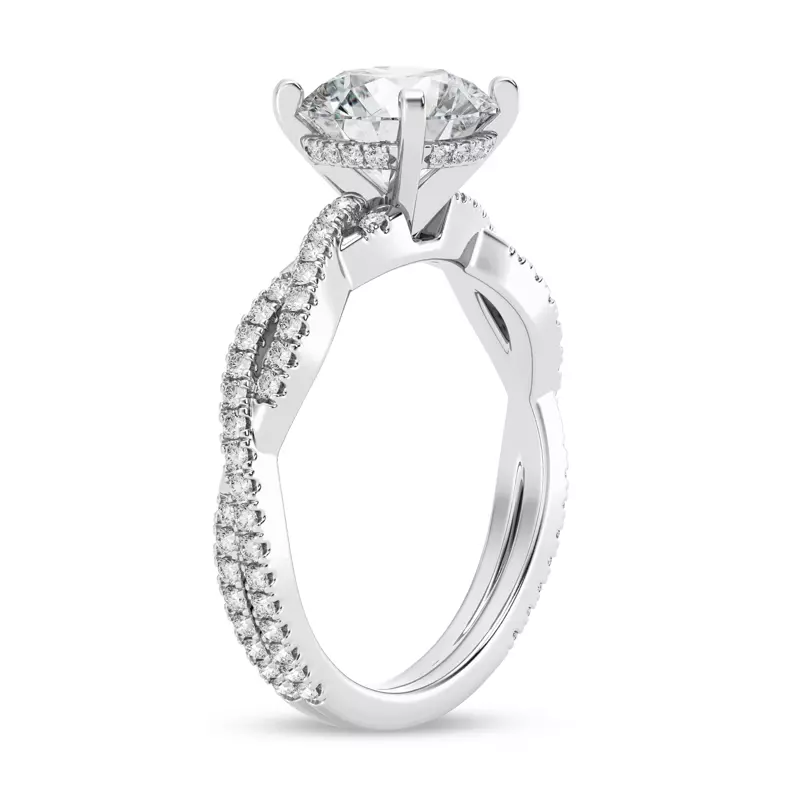 Platinum Signature Hearts & Arrows Pavé Spiral Hidden Halo Engagement Ring