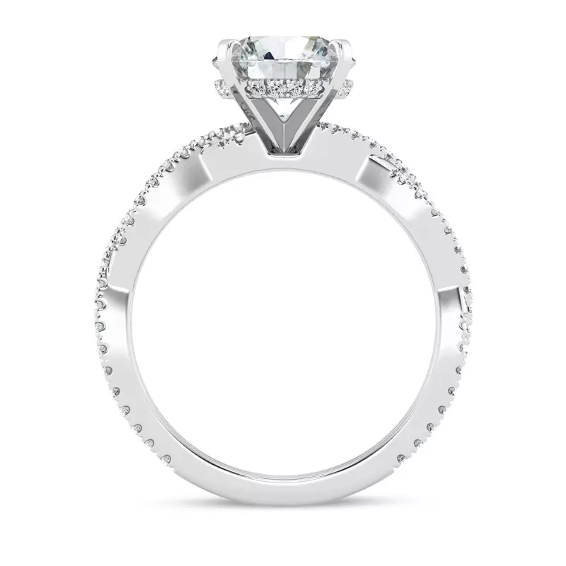 Platinum Signature Hearts & Arrows Pavé Spiral Hidden Halo Engagement Ring