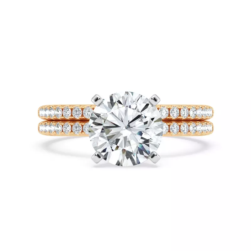18K Yellow Gold Signature Hearts & Arrows Pavé Engagement Ring (.15ct tw.)