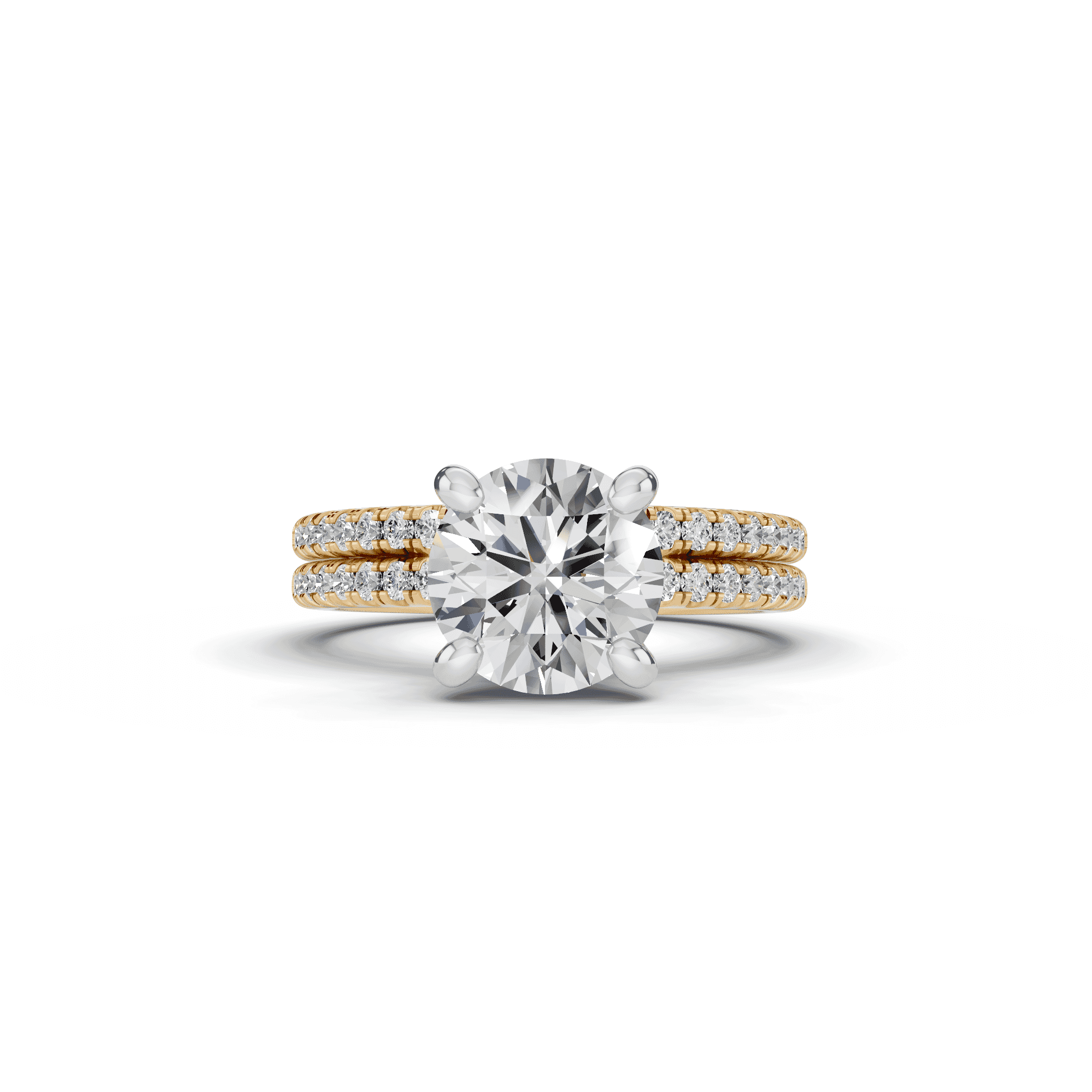 18K Yellow Gold Signature Hearts & Arrows Pavé Engagement Ring (.15ct tw.)