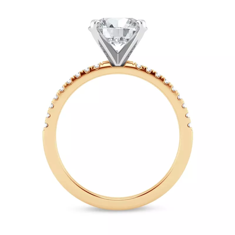 18K Yellow Gold Signature Hearts & Arrows Pavé Engagement Ring (.15ct tw.)