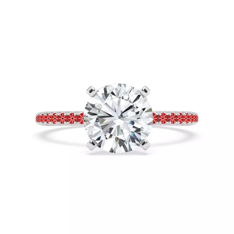 14K White Gold Signature Hearts & Arrows Pavé Engagement Ring (.15ct tw.)