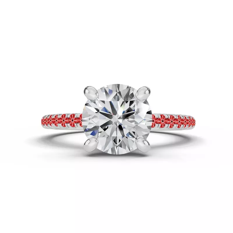 14K White Gold Signature Hearts & Arrows Pavé Engagement Ring (.15ct tw.)