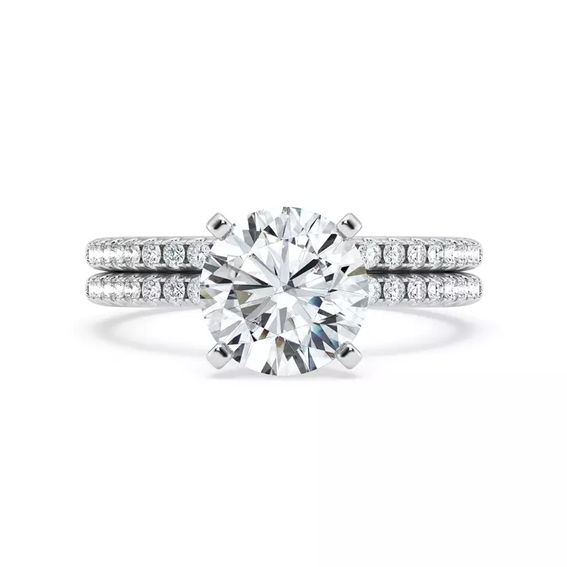 14K White Gold Signature Hearts & Arrows Pavé Engagement Ring (.15ct tw.)