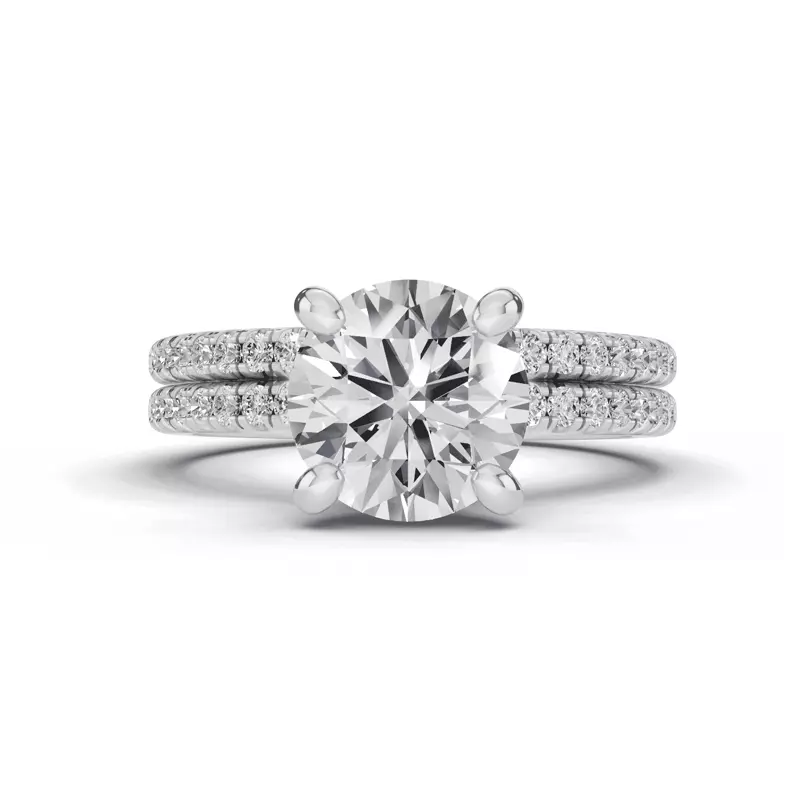 14K White Gold Signature Hearts & Arrows Pavé Engagement Ring (.15ct tw.)