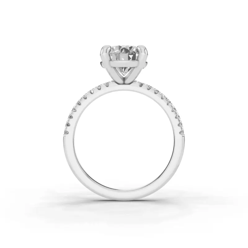 14K White Gold Signature Hearts & Arrows Pavé Engagement Ring (.15ct tw.)