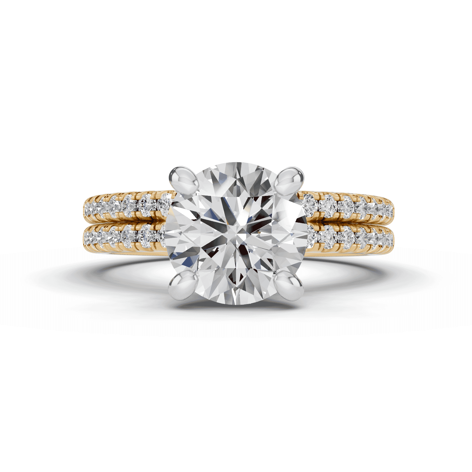14K Yellow Gold Signature Hearts & Arrows Pavé Engagement Ring (.15ct tw.)