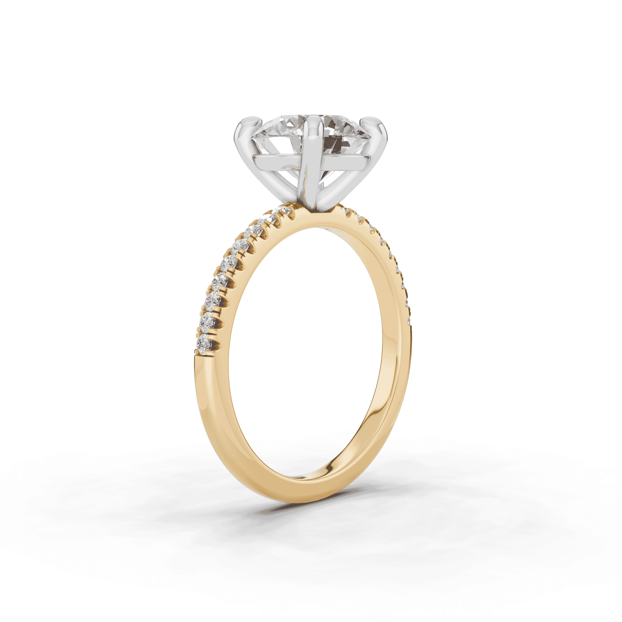 14K Yellow Gold Signature Hearts & Arrows Pavé Engagement Ring (.15ct tw.)