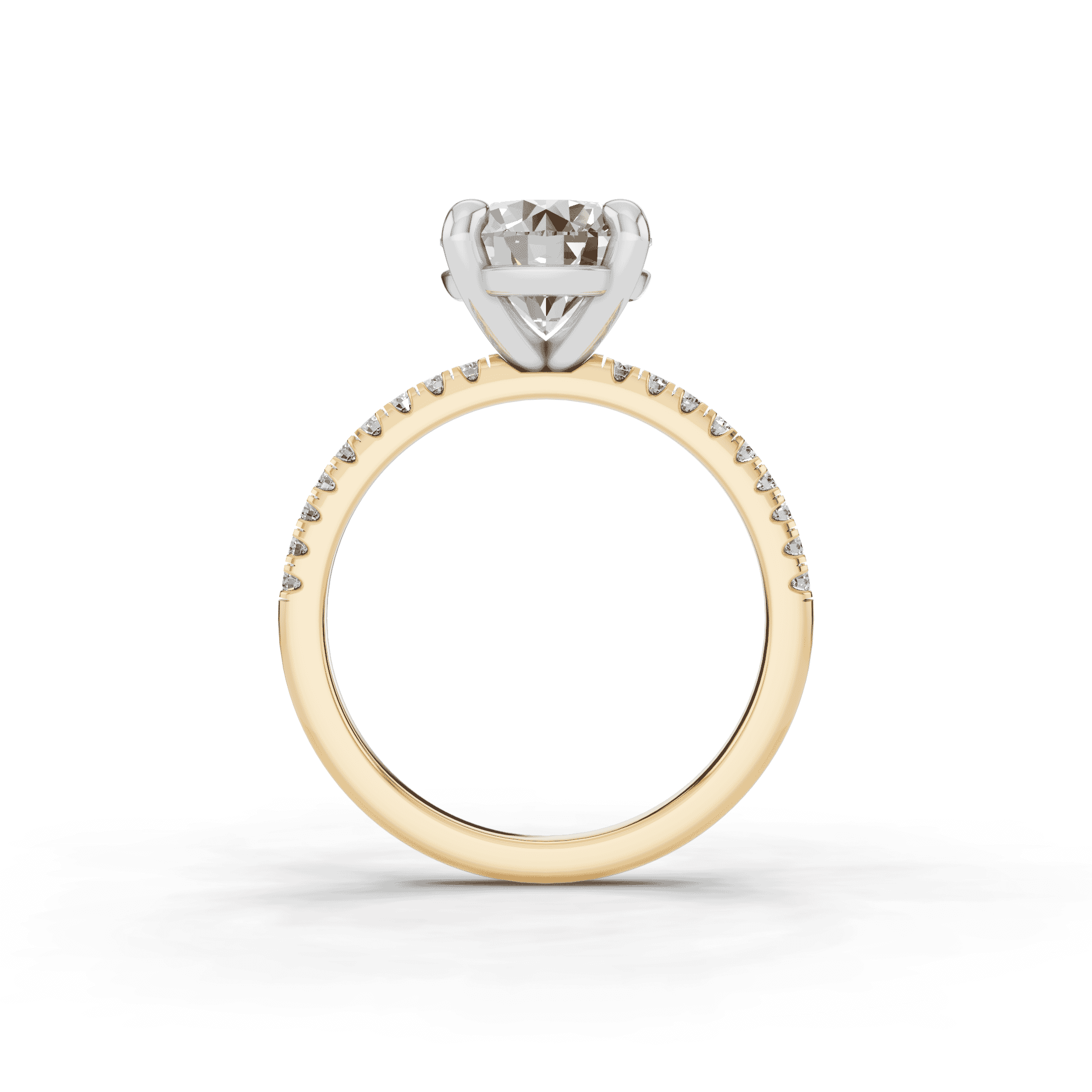 14K Yellow Gold Signature Hearts & Arrows Pavé Engagement Ring (.15ct tw.)