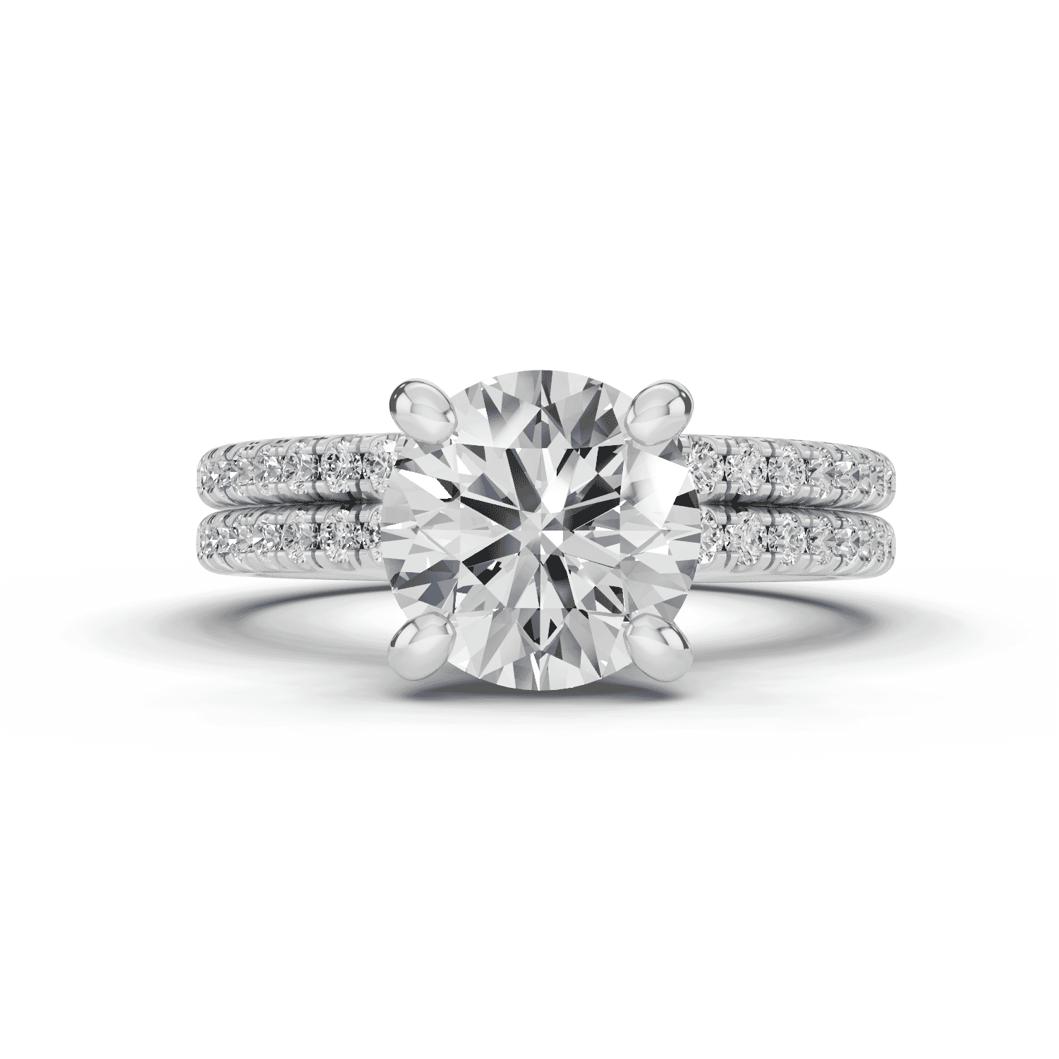Platinum Signature Hearts & Arrows Pavé Engagement Ring (.15ct tw.)