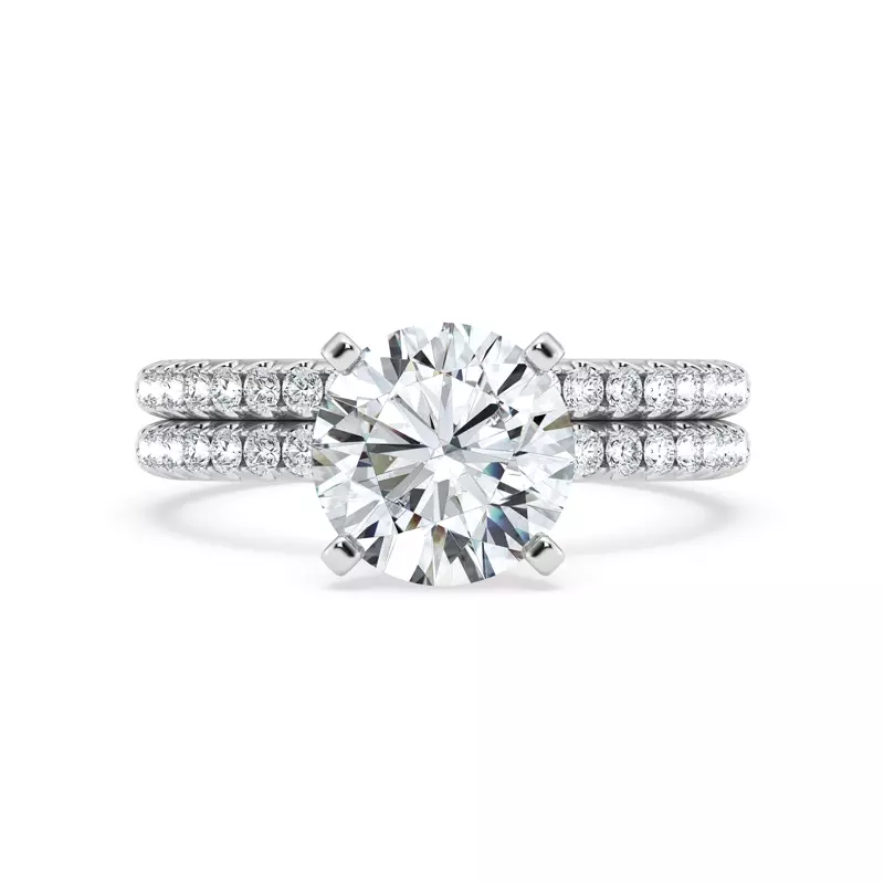14K White Gold Signature Hearts & Arrows Pavé Engagement Ring (1/5ct tw.)