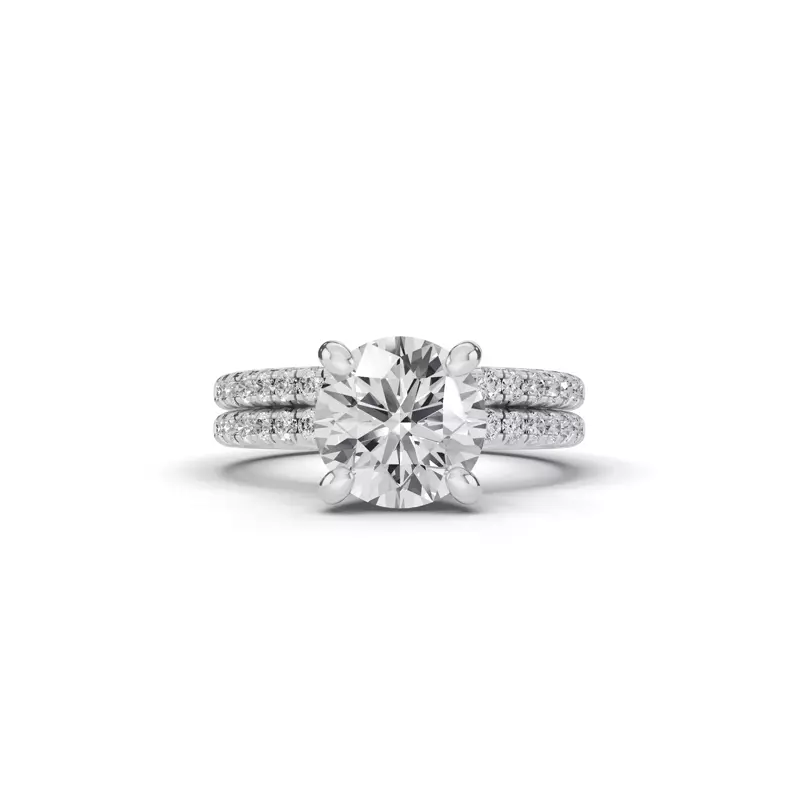 14K White Gold Signature Hearts & Arrows Pavé Engagement Ring (1/5ct tw.)