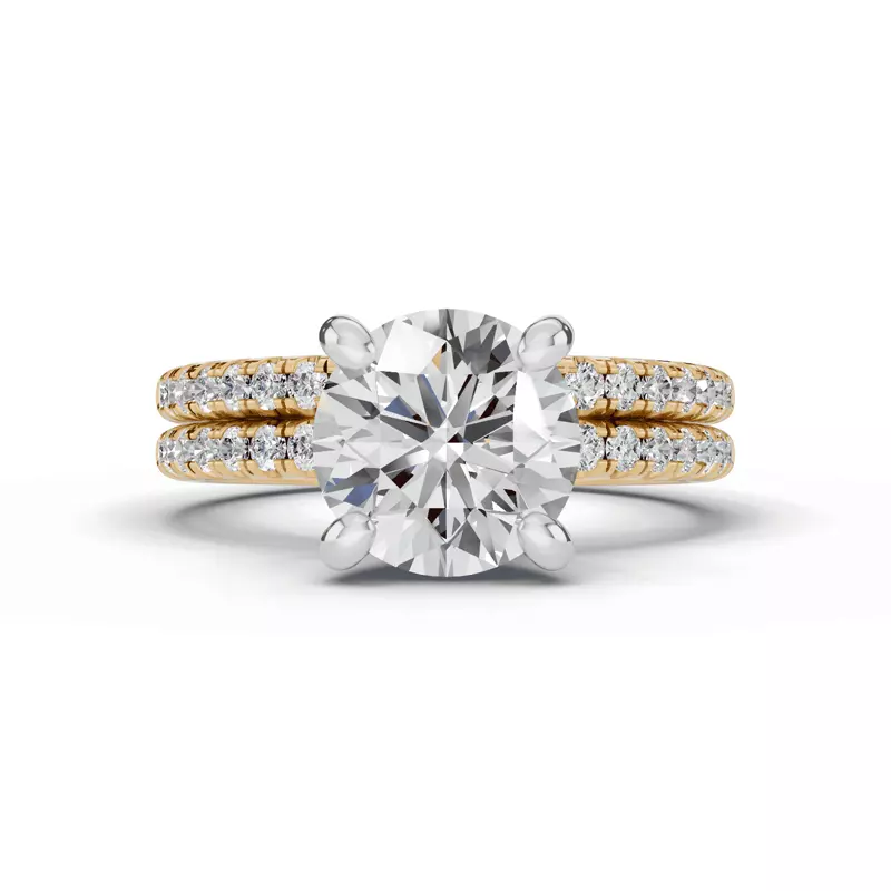 14K Yellow Gold Signature Hearts & Arrows Pavé Engagement Ring (1/5ct tw.)
