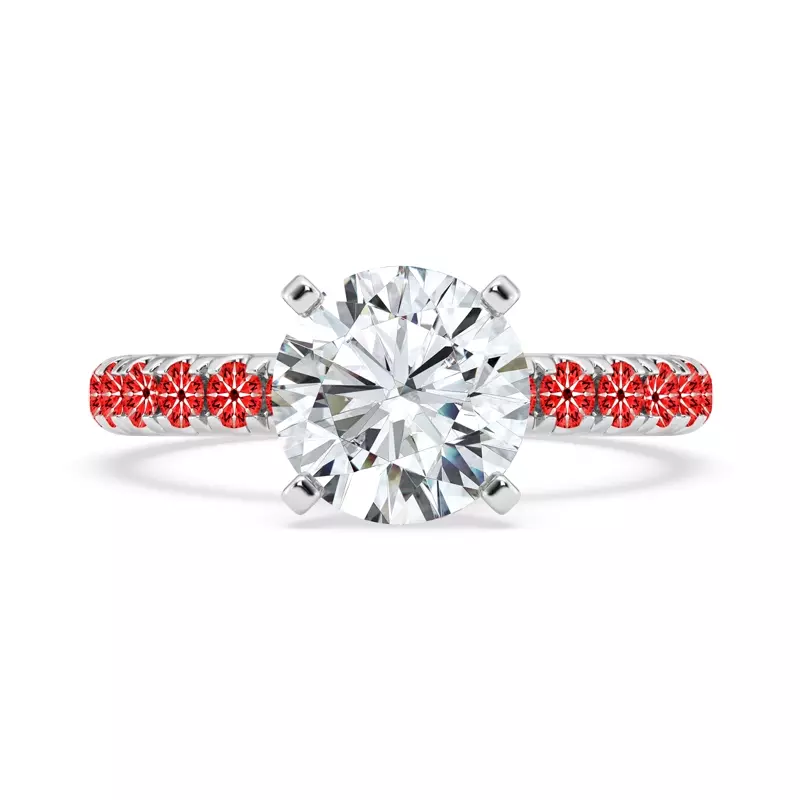 14K White Gold Signature Hearts & Arrows Pavé Engagement Ring (.45ct tw.)