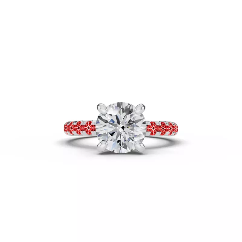 14K White Gold Signature Hearts & Arrows Pavé Engagement Ring (.45ct tw.)