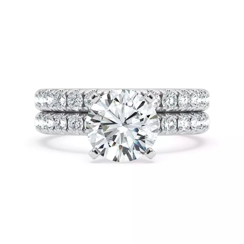 14K White Gold Signature Hearts & Arrows Pavé Engagement Ring (.45ct tw.)
