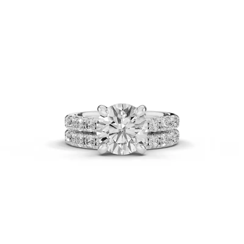 14K White Gold Signature Hearts & Arrows Pavé Engagement Ring (.45ct tw.)