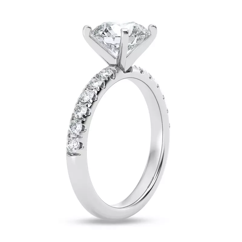 14K White Gold Signature Hearts & Arrows Pavé Engagement Ring (.45ct tw.)