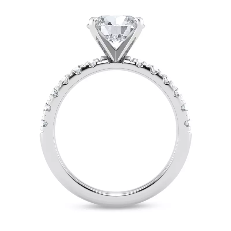 14K White Gold Signature Hearts & Arrows Pavé Engagement Ring (.45ct tw.)