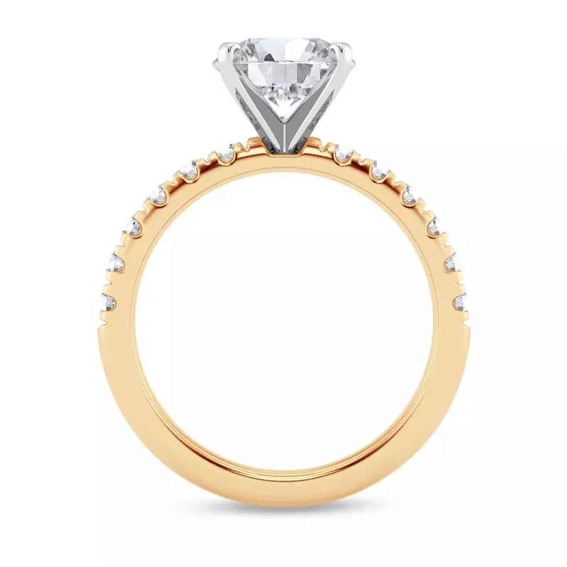 14K Yellow Gold Signature Hearts & Arrows Pavé Engagement Ring (.45ct tw.)