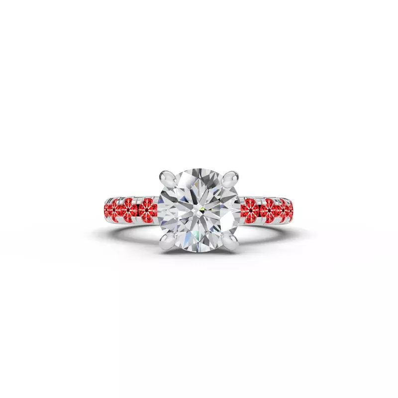 14K White Gold Signature Hearts & Arrows Pavé Engagement Ring (.70ct. tw.)