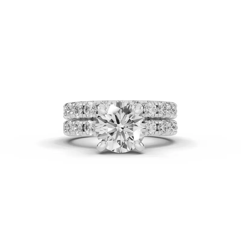 14K White Gold Signature Hearts & Arrows Pavé Engagement Ring (.70ct. tw.)