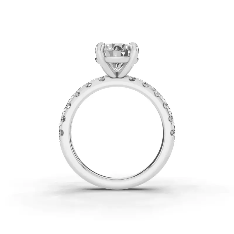 14K White Gold Signature Hearts & Arrows Pavé Engagement Ring (.70ct. tw.)