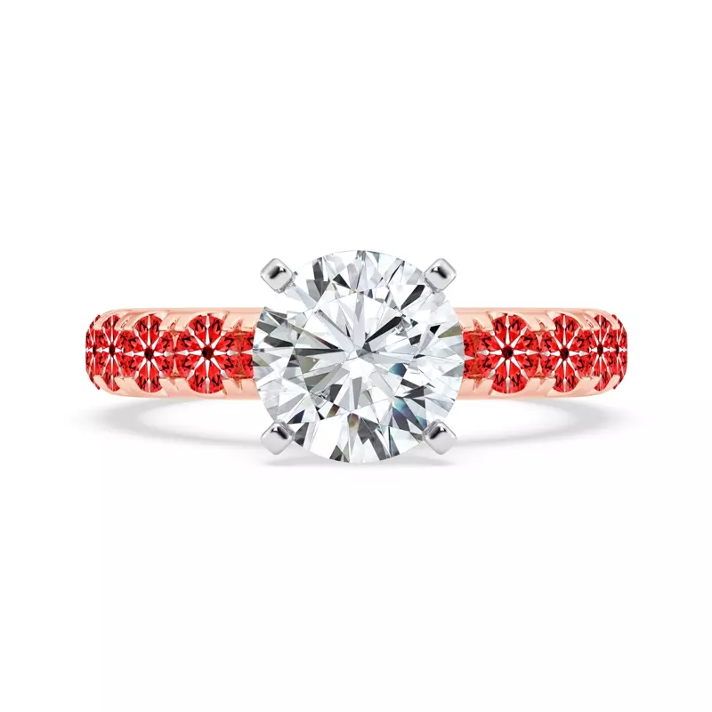 14K Rose Gold Signature Hearts & Arrows Pavé Engagement Ring (.90ct tw.)