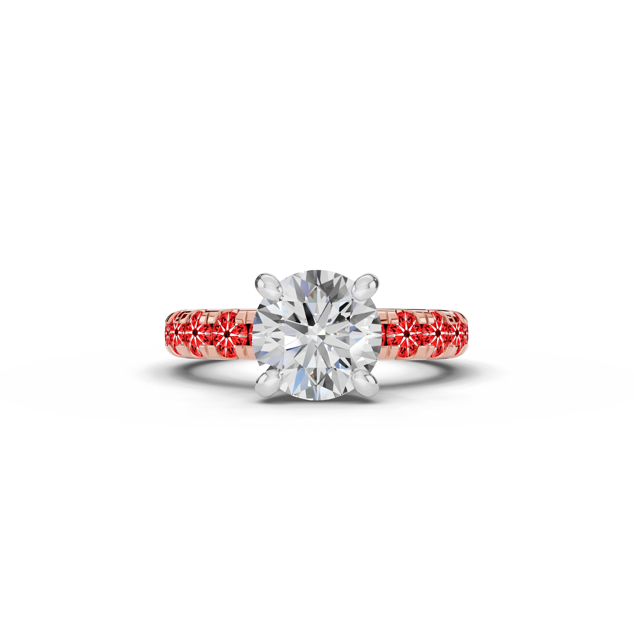 14K Rose Gold Signature Hearts & Arrows Pavé Engagement Ring (.90ct tw.)