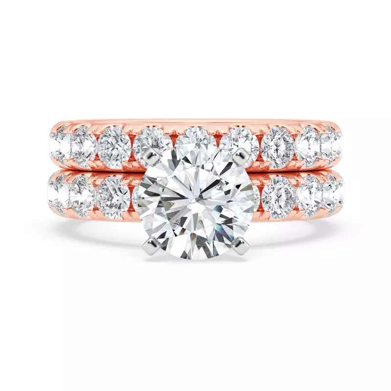 14K Rose Gold Signature Hearts & Arrows Pavé Engagement Ring (.90ct tw.)