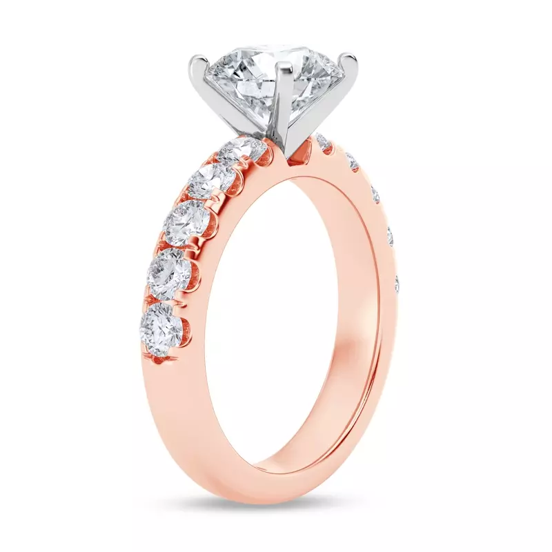 14K Rose Gold Signature Hearts & Arrows Pavé Engagement Ring (.90ct tw.)