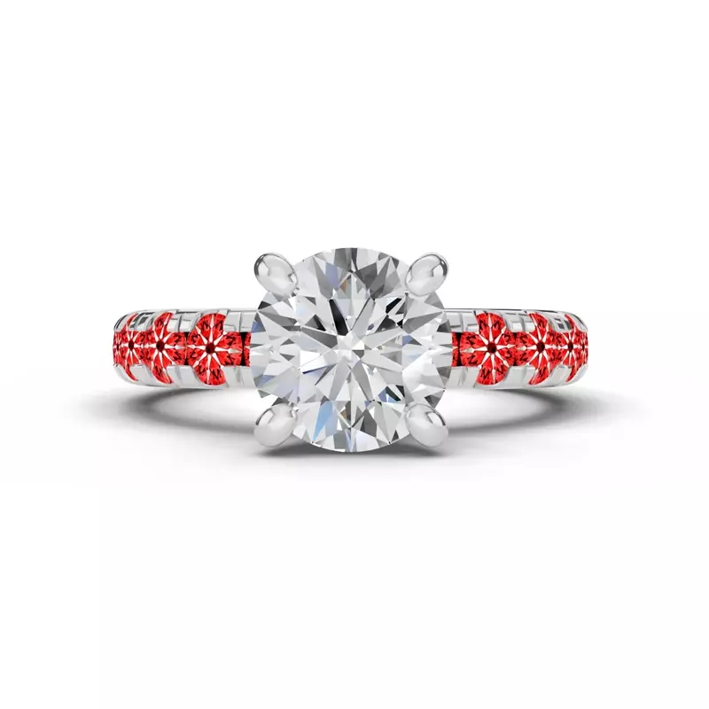 Platinum Signature Hearts & Arrows Pavé Engagement Ring (.90ct tw.)