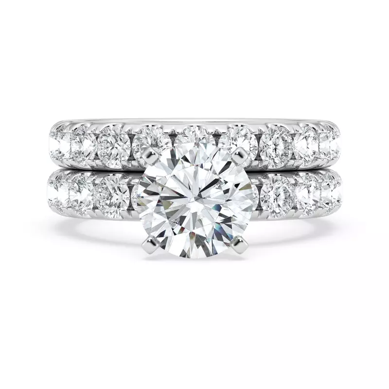 Platinum Signature Hearts & Arrows Pavé Engagement Ring (.90ct tw.)