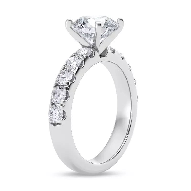 Platinum Signature Hearts & Arrows Pavé Engagement Ring (.90ct tw.)