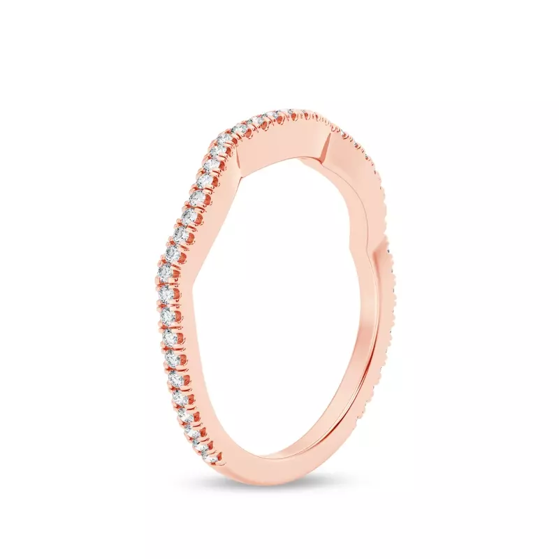18K Rose Gold Signature Hearts & Arrows Pavé Spiral Curved Band