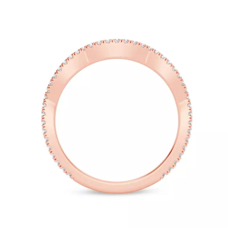 18K Rose Gold Signature Hearts & Arrows Pavé Spiral Curved Band
