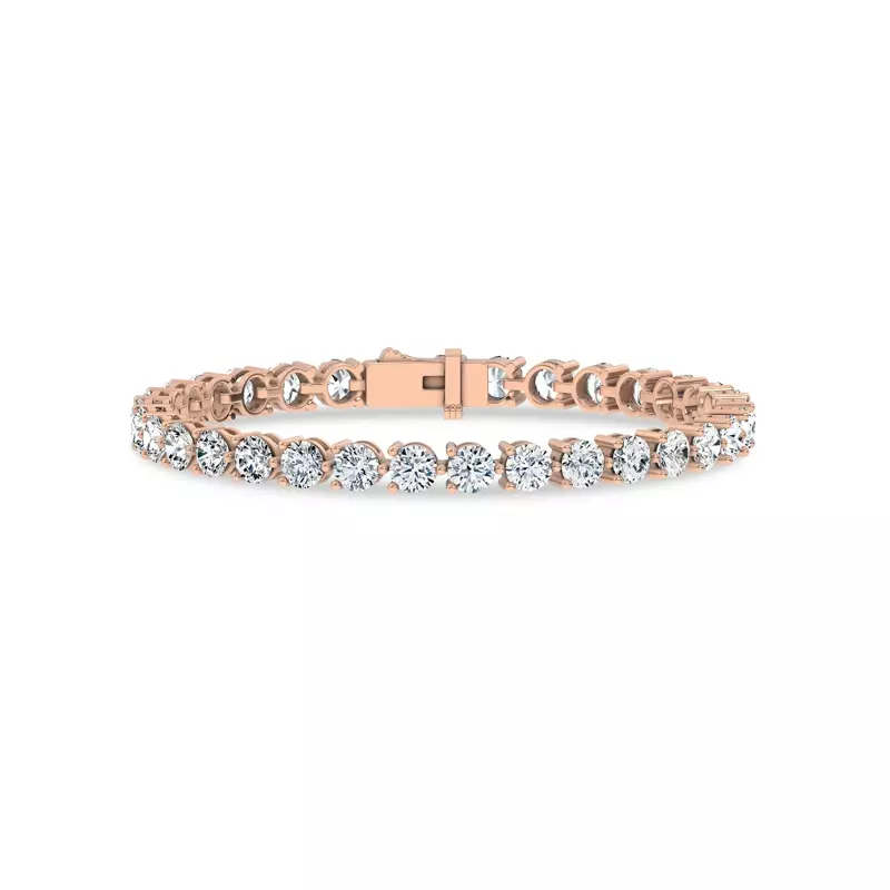 14K Rose Gold Three-Prong Lab Diamond Tennis Bracelet (10 ct. tw.) - 6.5 In.