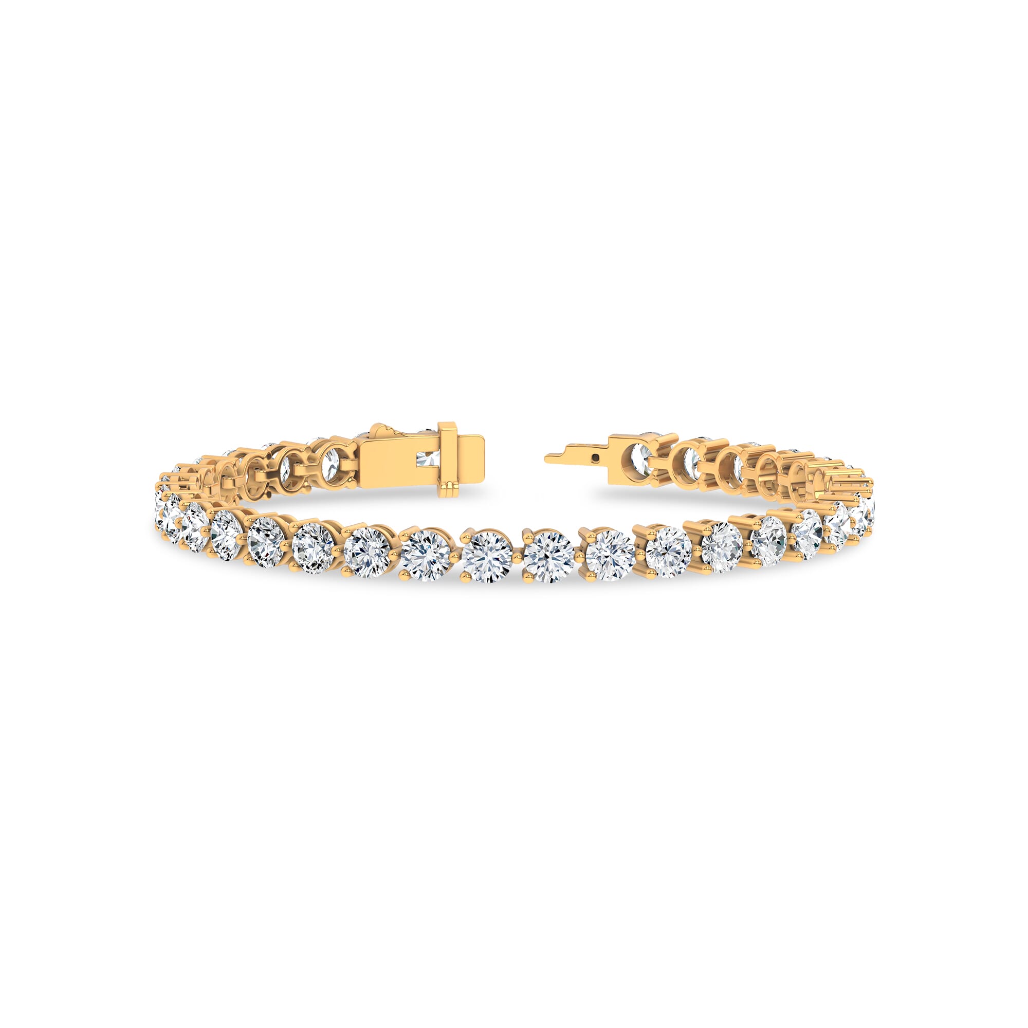 14K Yellow Gold Three-Prong Lab Diamond Tennis Bracelet (10 ct. tw.) - 7.5 In.