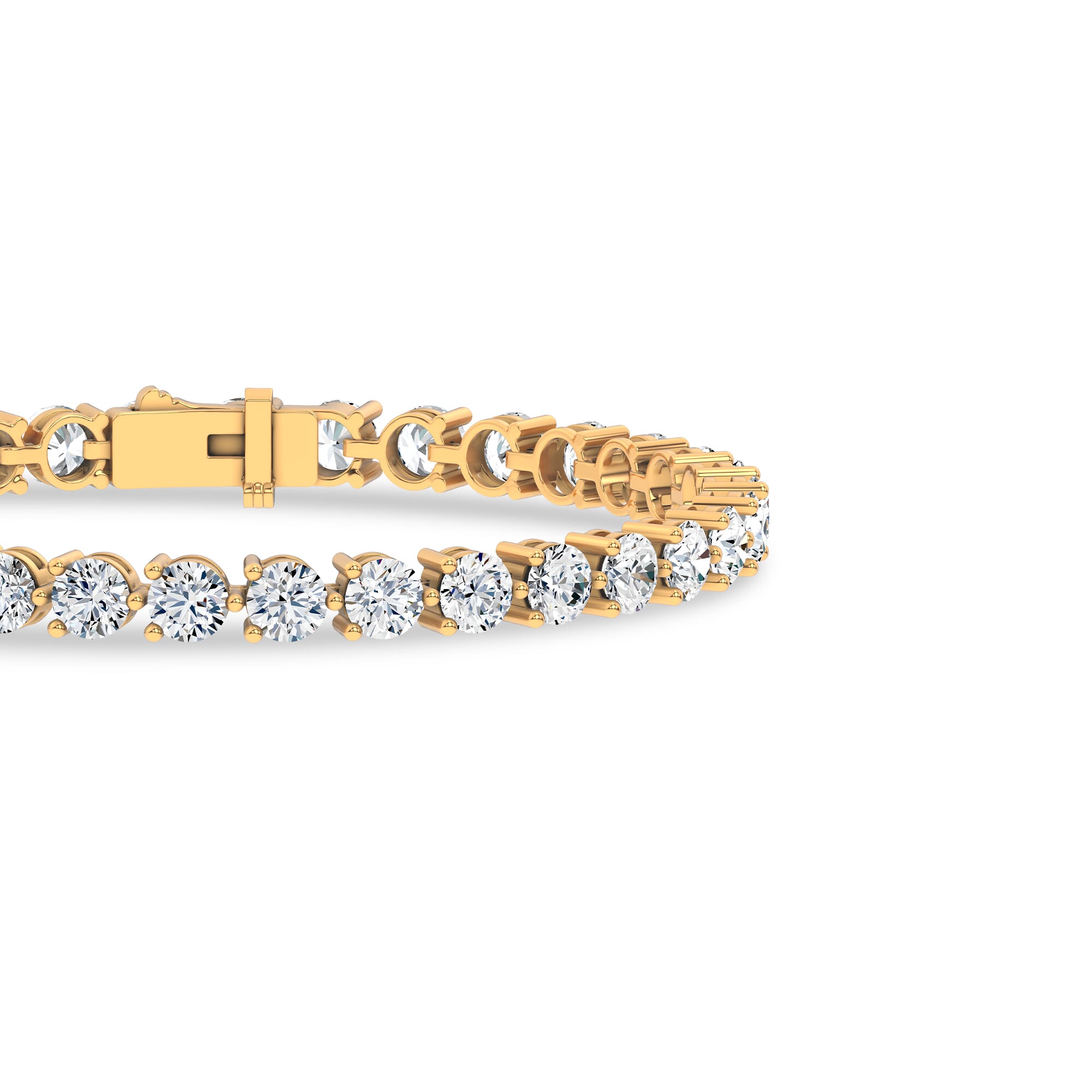 14K Yellow Gold Three-Prong Lab Diamond Tennis Bracelet (10 ct. tw.) - 7.5 In.