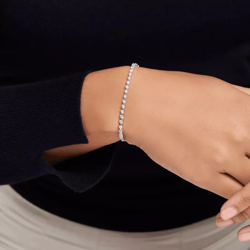 14K White Gold Three-Prong Lab Diamond Tennis Bracelet (2 ct. tw.)