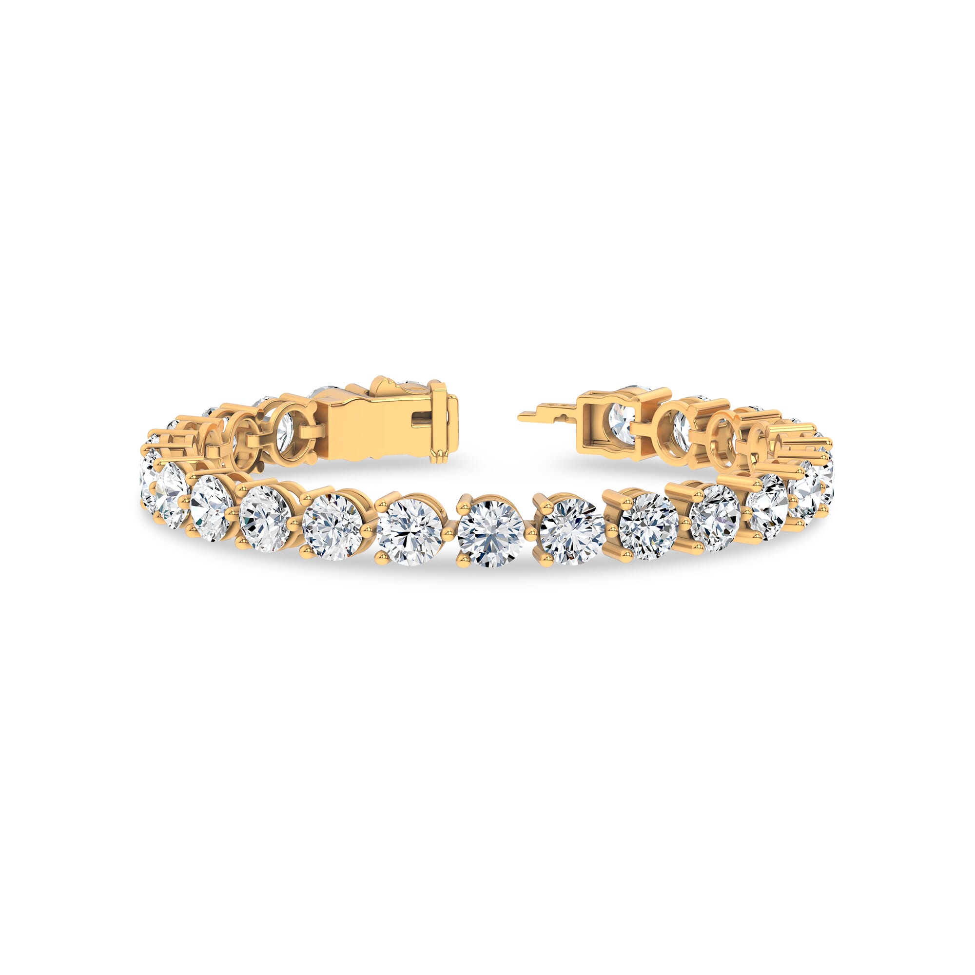 14K Yellow Gold Three-Prong Lab Diamond Tennis Bracelet (20 ct. tw.) - 7.5 In.