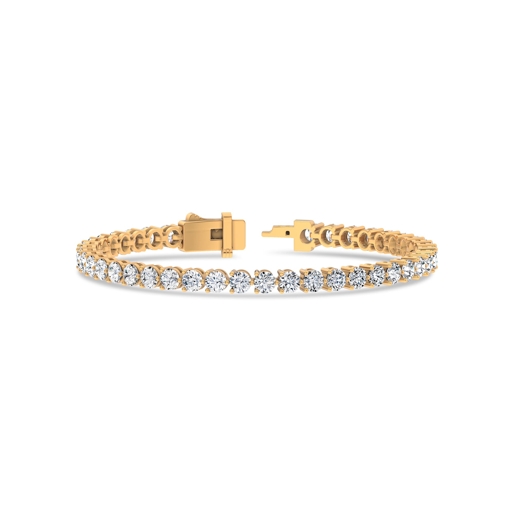 14K Yellow Gold Three-Prong Lab Diamond Tennis Bracelet (6 ct. tw.) - 6.5 In.