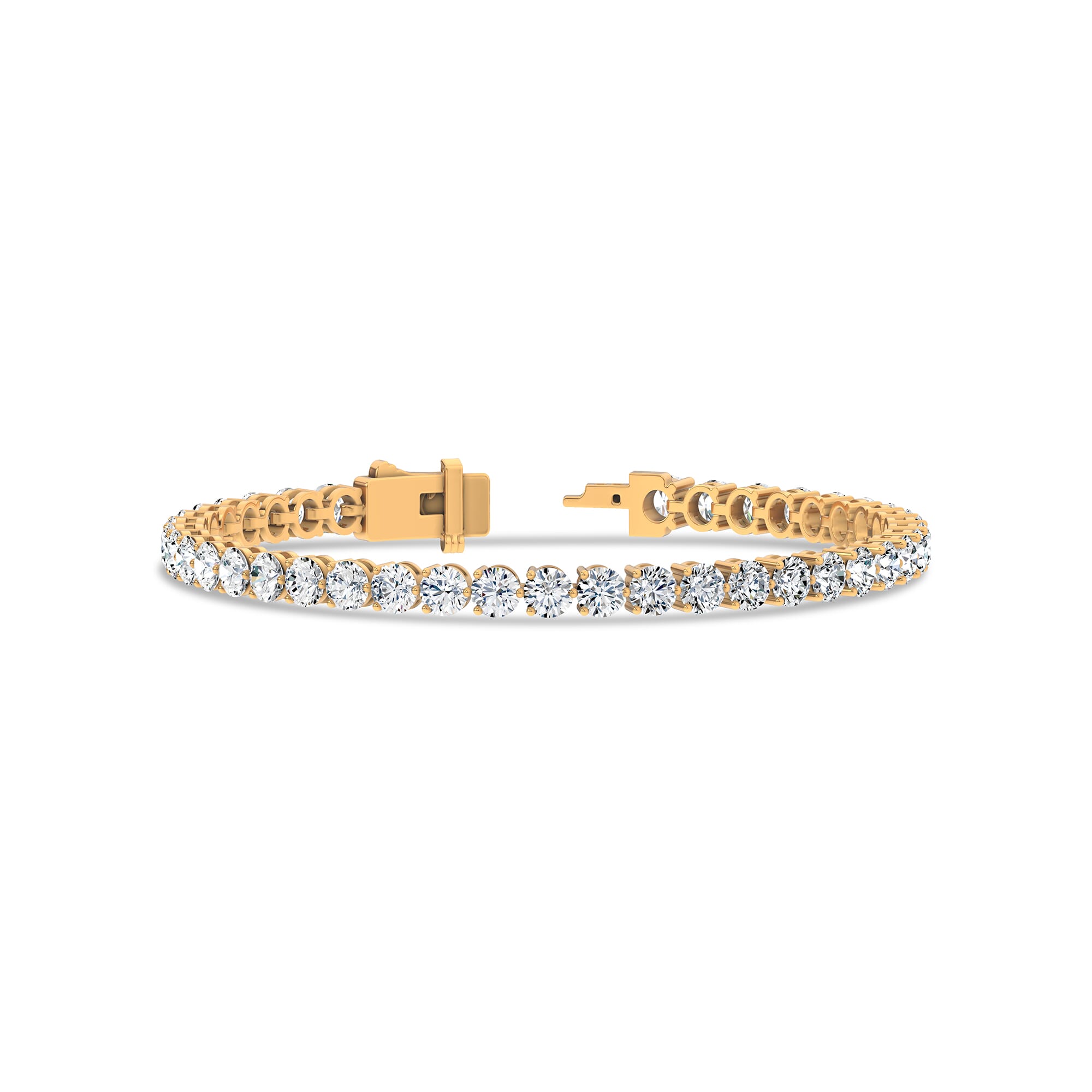 14K Yellow Gold Three-Prong Lab Diamond Tennis Bracelet (7 ct. tw.)